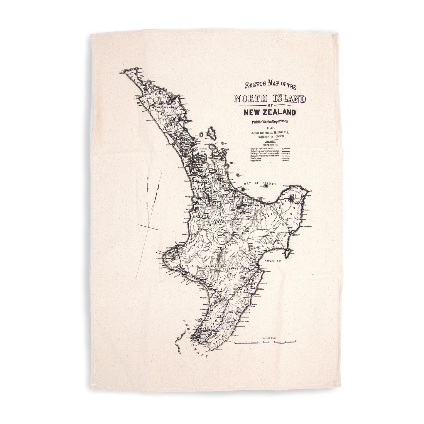 Map of the North Island of New Zealand on a beige background