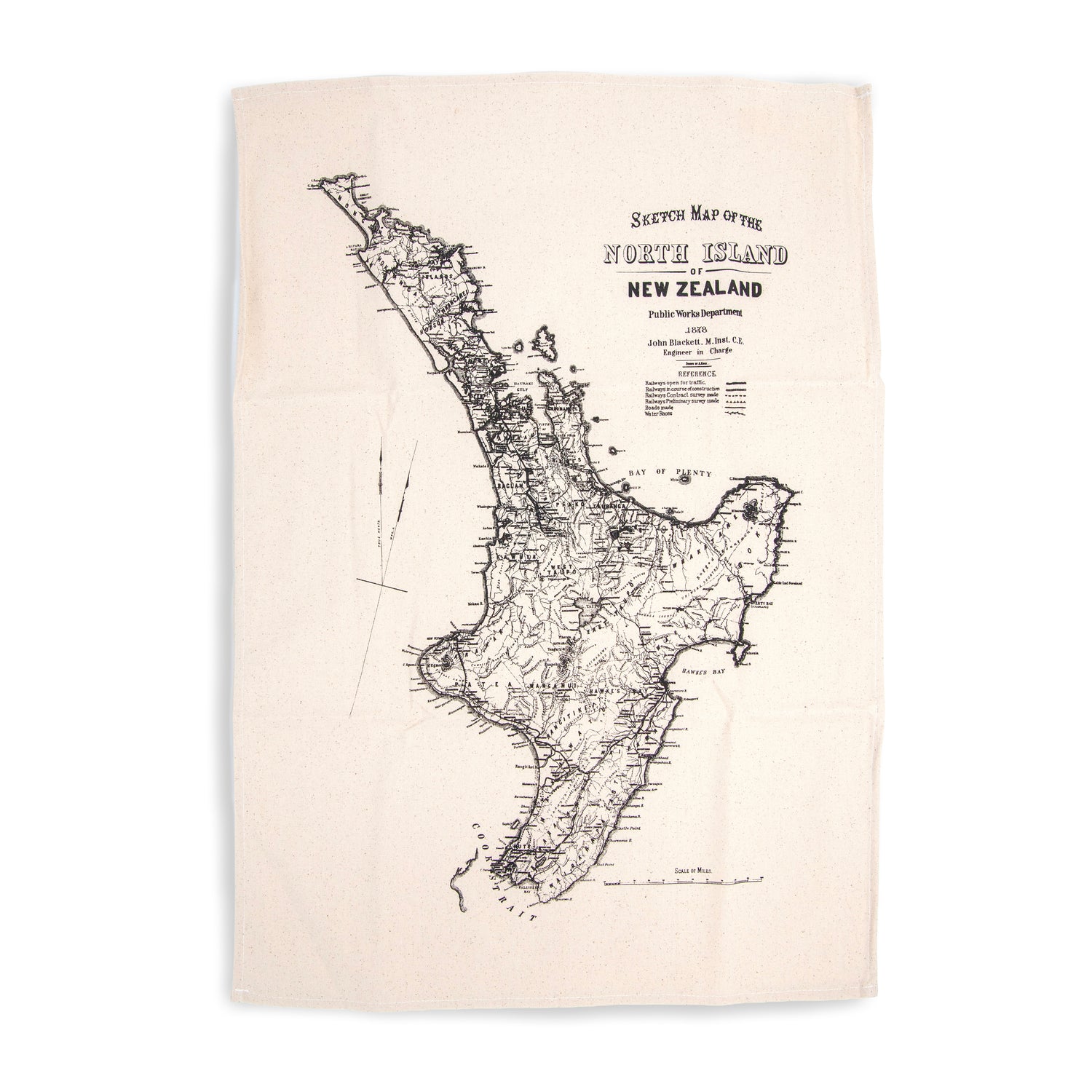 Map of the North Island of New Zealand on a beige background